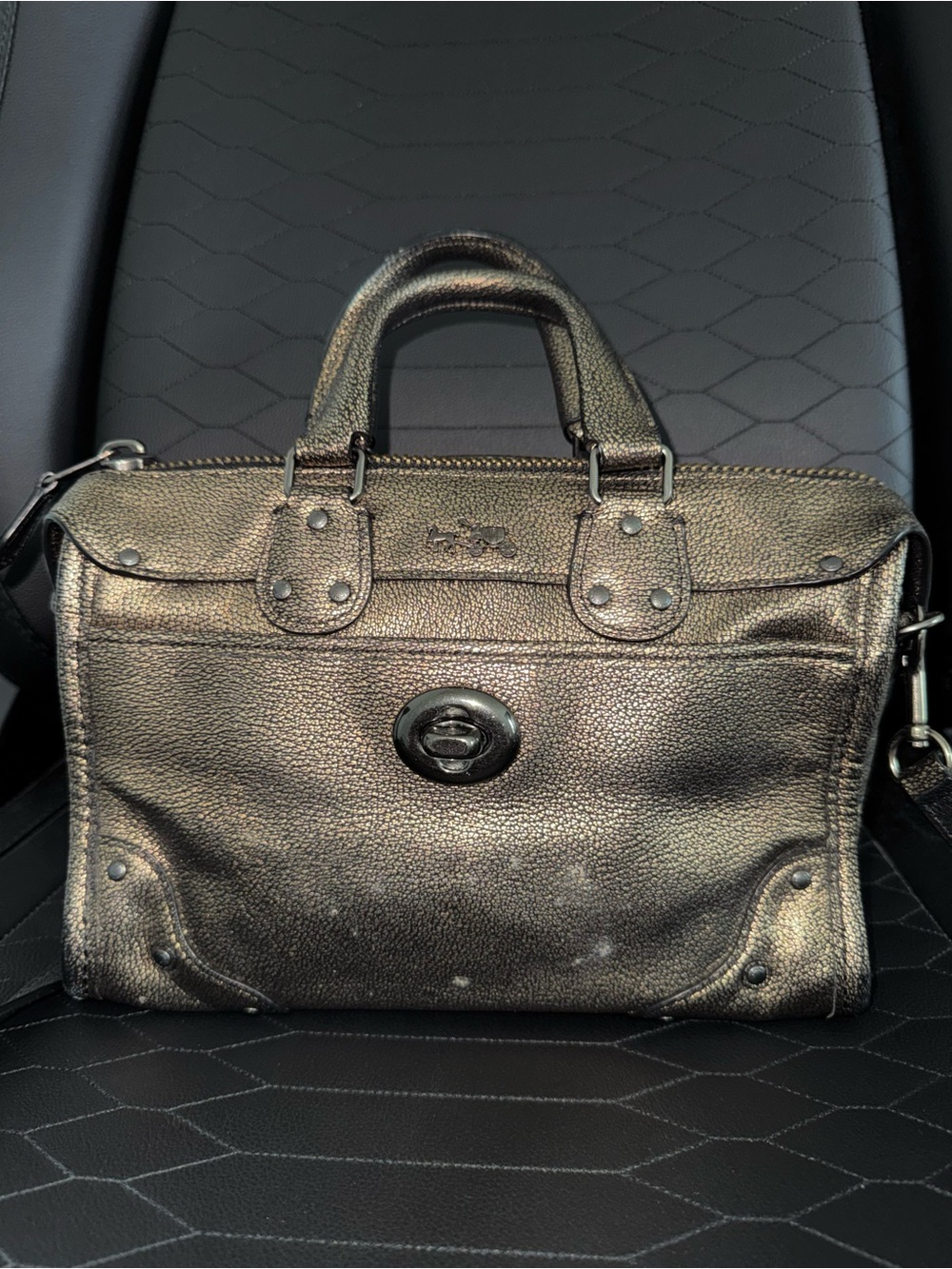 Coach Rhyder 33 Metallic Leather Satchel
